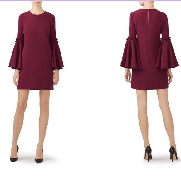 Milly Cady Bell Sleeve Dress Merlot Mini Dress size 0 - Picture 2 of 7